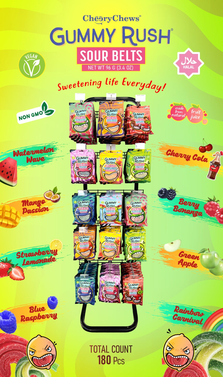 Sour Belts Display (180 pc)