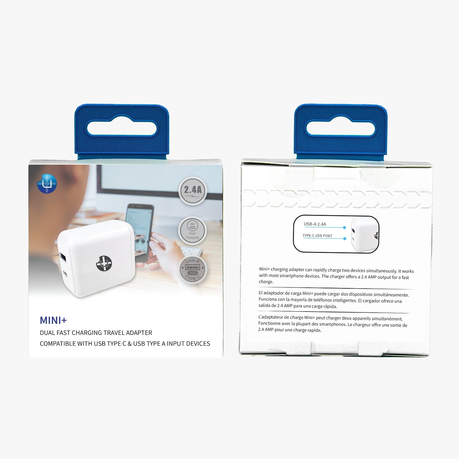 Uplus Dual Fast Charging Travel Adapter C and USB